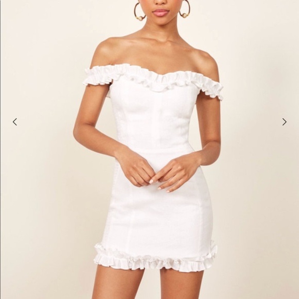 Reformation Bonita white linen dress